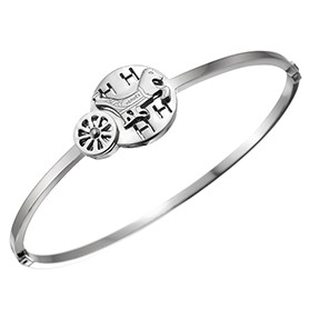Hermes Horse & Carriage Motif Silver Bracelet 700610