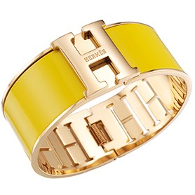 Hermes H Bracelet Yellow Enamel Gold Handware 700562