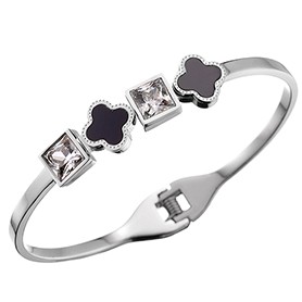 Van Cleef Alhambra Onyx Silver Bracelet 700589