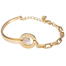Bvlgari Replica Engraved MOP Accent Yellow Gold Plated Bracelet