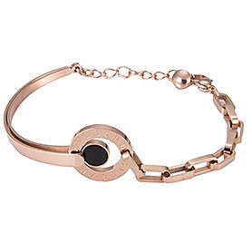 Bvlgari Replica Engraved Black Ceramic Accent Rose-Gold Plated Bracelet