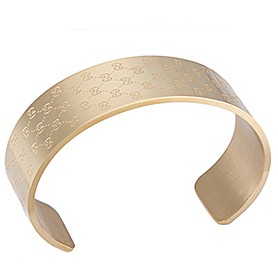 Gucci Replica Logo Engraved Yellow Gold Plated Bangle Bracelet