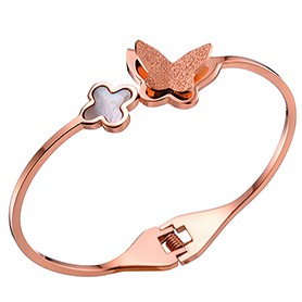 Van Cleef Alhambra Vintage Butterfly Rose Gold Bangle Bracelet