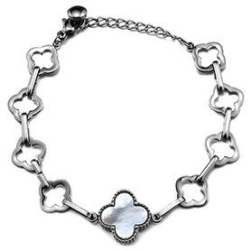 Van Cleef Vintage Alhambra Mother Of Pearl Silver Bracelet