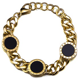 Bvlgari Gold Mother Of Pearl And Black Onyx Bracelet