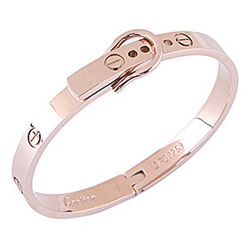 Cartier Replica Hook-Buckle Clasp Accent Screwhead Cutwork Rose Gold Bangle Bracelet