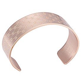 Gucci Replica Logo Engraved Rose-Gold Plated Bangle Bracelet
