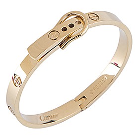 Cartier Replica Hook-Buckle Clasp Accent Screwhead Cutwork Gold Bangle Bracelet