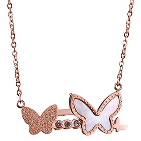 Van Cleef Alhambra Three Butterfly Pendant Rose Gold Necklace