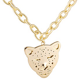 Cartier Replica Cutwork Leopard Head Pendant Gold Plated Heavy Chain Necklace