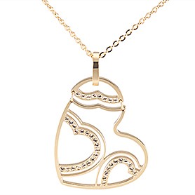 Cartier Replica Diamond Embellished Cutwork Heart Pendant Gold Plated Fine Chain Necklace