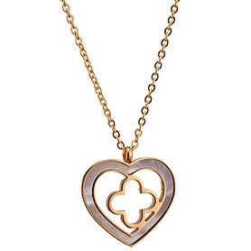 Van Cleef Magic Alhambra Heart And Clover Motifs Pendant Gold Necklace