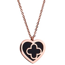 Van Cleef Sweet Alhambra Heart And Clover Mini Pendant Silver Necklace