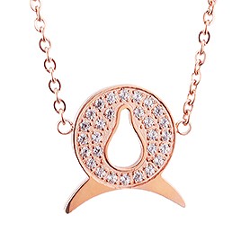 Cartier Keyhole Rose Gold Necklace Diamond Encrusted Pendant