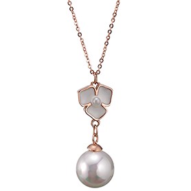 Van Cleef Sweet Alhambra Clover Pearl Pendant Rose Gold Necklace