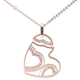 Cartier Replica Diamond Embellished Cutwork Heart Pendant Rose-Gold Plated Fine Chain Necklace