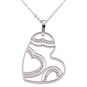 Cartier Replica Diamond Embellished Cutwork Heart Pendant Sterling Silver Fine Chain Necklace