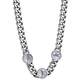 Bvlgari Silver Mother Of Pearl And White Onyx Necklace