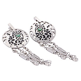 Cartier Replica Diamond Embellished Emerald-Eyed Cutwork Leopard Silver Hanging Earrings