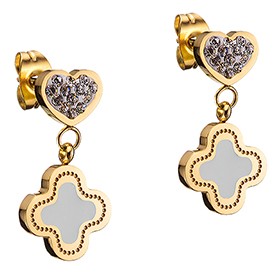 Van Cleef Magic Alhambra Heart And Clover Rose Gold Earrings