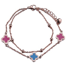 Van Cleef and Arpels Replica Pink & Blue Enamel Floral Charms Bracelet