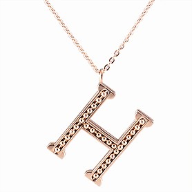 Hermes Replica Ball Carving Logo Pendant Rose-Gold Plated Fine Chain Necklace