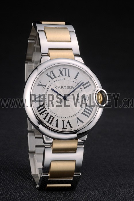 Cartier Ballon Bleu 42mm White Dial Stainless Steel Case Two Tone Gold Bracelet