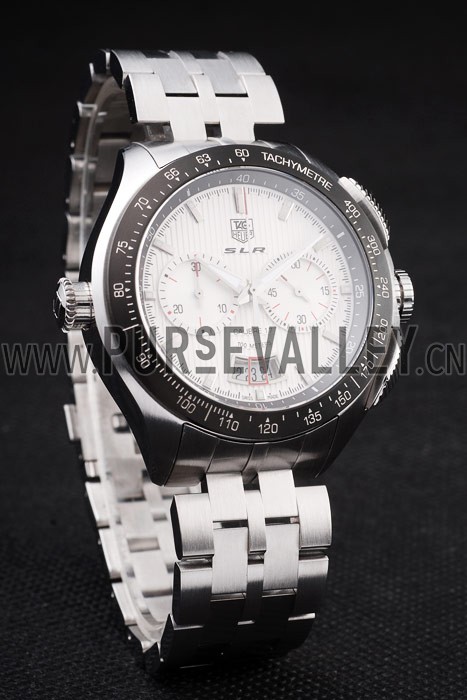 Tag Heuer Swiss SLR Tachymeter Bezel Stainless Steel White Dial