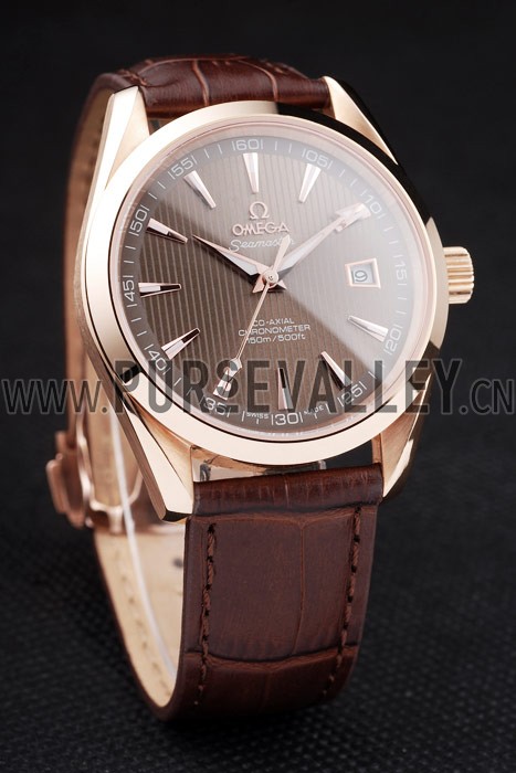 Omega Swiss Seamaster Railmaster Brown Strap Brown Striped Dial