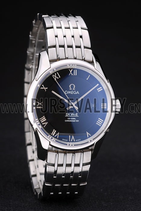 Omega Swiss DeVille Stainless Steel Bezel Roman Numbers Black Dial 7613