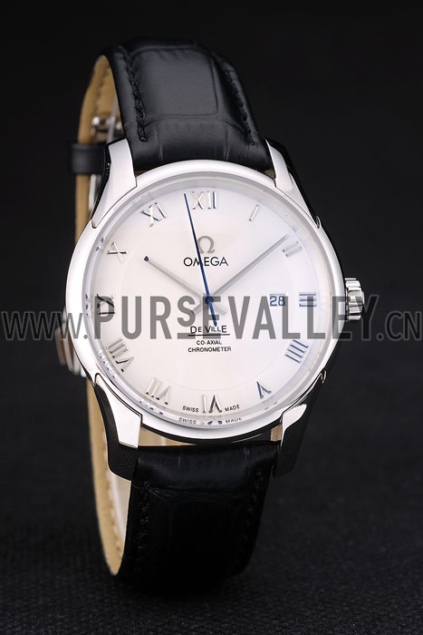 Omega Swiss DeVille Stainless Steel Bezel Black Leather Strap 7620