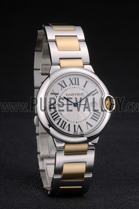 Cartier Ballon Bleu 38mm White Dial Stainless Steel Case Two Tone Gold Bracelet