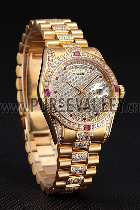 Swiss Rolex Day-Date Diamonds Yellow Gold-srl184 621614