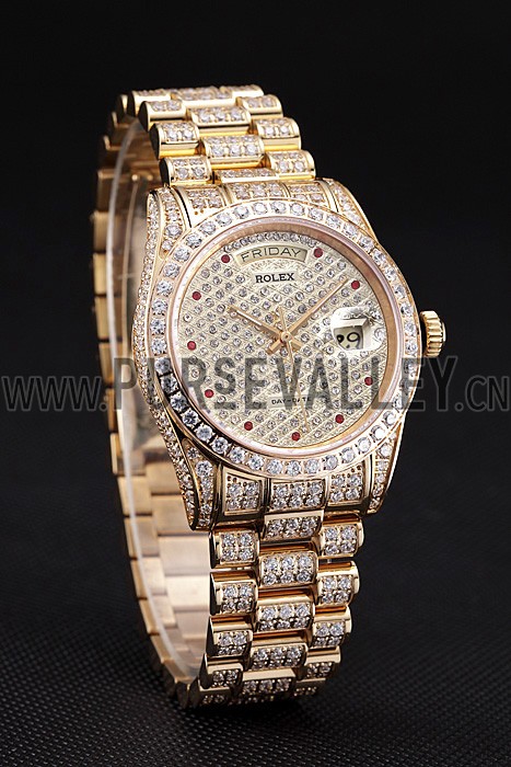 Swiss Rolex Day-Date Diamonds Yellow Gold-srl185 621615