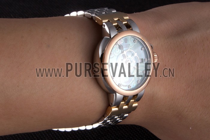 Tudor Clair de Rose White Dial Two Tone Band 621495