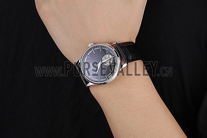 Jaeger-LeCoultre Master Flying Tourbillon Black Dial Stainless Steel Case Black Leather Strap 622777