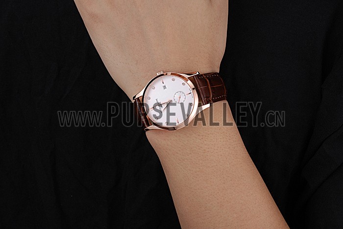 Patek Philippe Calatrava White Dial Diamond Numerals Rose Gold Case Brown Leather Strap 622834