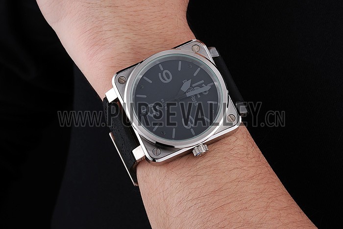 Bell and Ross BR 01-92 Black Dial Silver Case Black Leather Strap