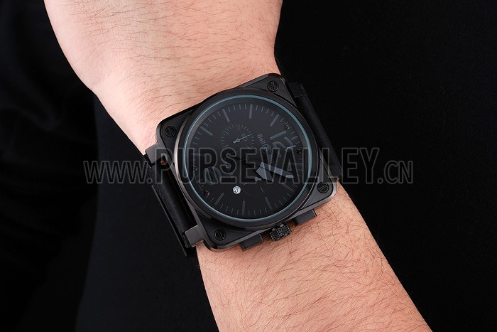 Bell and Ross BR 03-94 Black Dial White Numerals Silver Case Brown Leather Strap