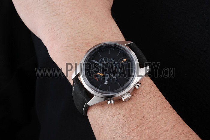 Bell and Ross BR126 Flyback Black Dial Silver Case Black Suede Leather Strap