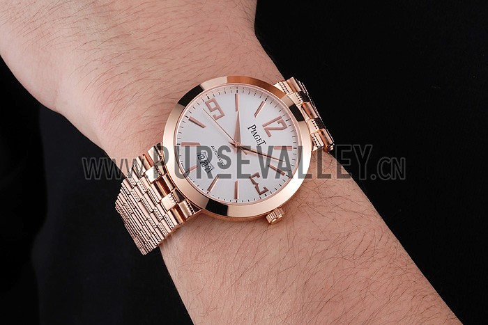 Swiss Piaget Traditional White Dial Gold Case Gold Stainless Steel Strap