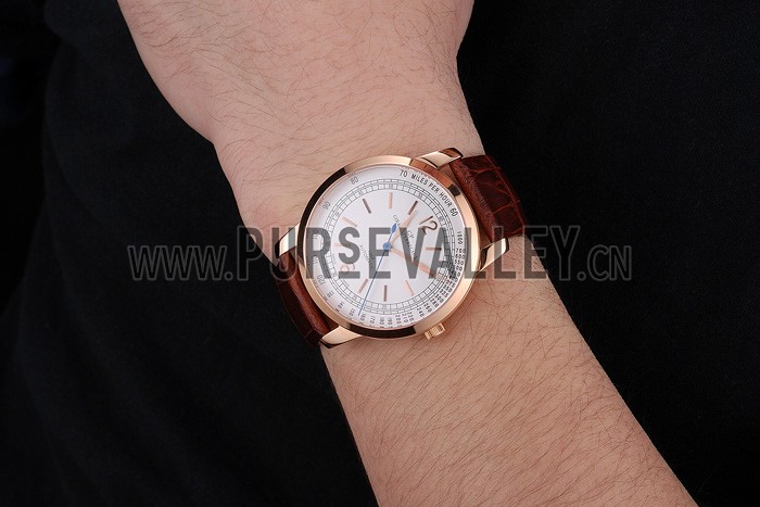 Swiss Girard-Perregaux 1966 Automatic White Dial Gold Case Brown Leather Strap