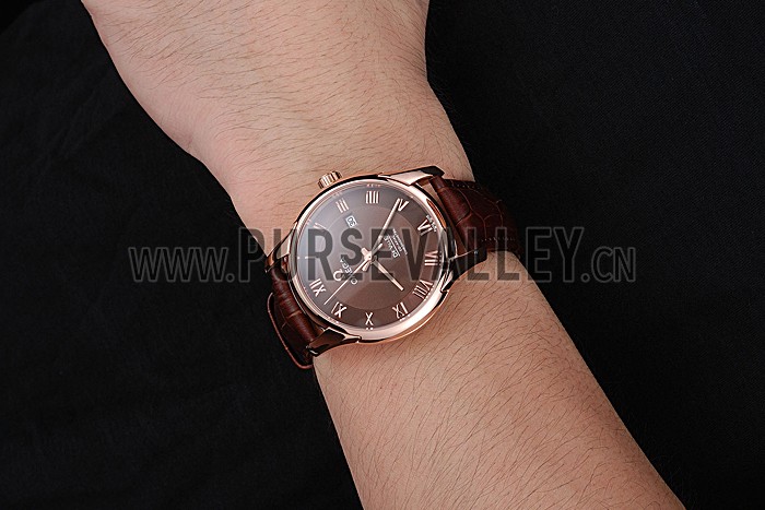 Omega DeVille Brown Dial Gold Case Brown Leather Strap 622831