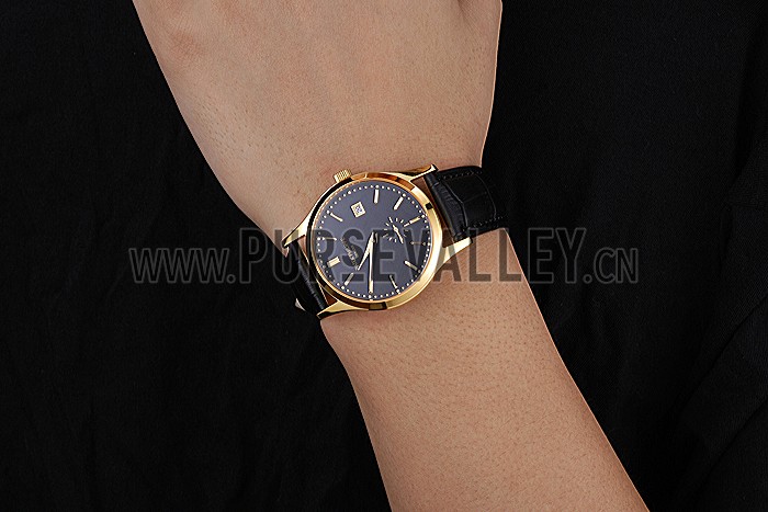 Patek Philippe Calatrava Black Dial Gold Case Black Leather Strap 622845