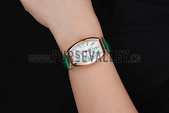 Omega Sochi Petrograd White Dial Gold Case Green Leather Strap 622821