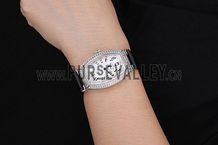 Omega Sochi Petrograd White Dial With Diamonds Stainless Steel Case Black Leather Strap 622823