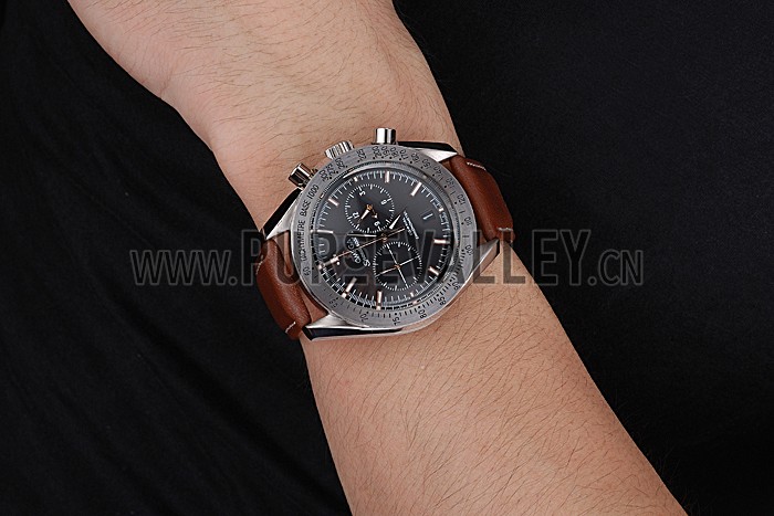 Omega Speedmaster Black Dial Stainless Steel Case Brown Leather Strap 622806