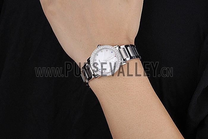 Bvlgari Solotempo Pearl Dial Diamond Bezel Stainless Steel Case And Diamonds 622747