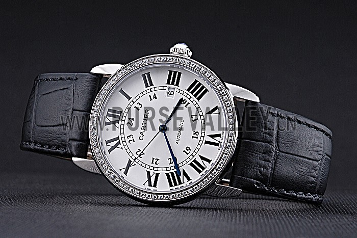 Swiss Cartier Ronde Solo Stainless Steel Diamond Case White Dial Roman Numerals 622195