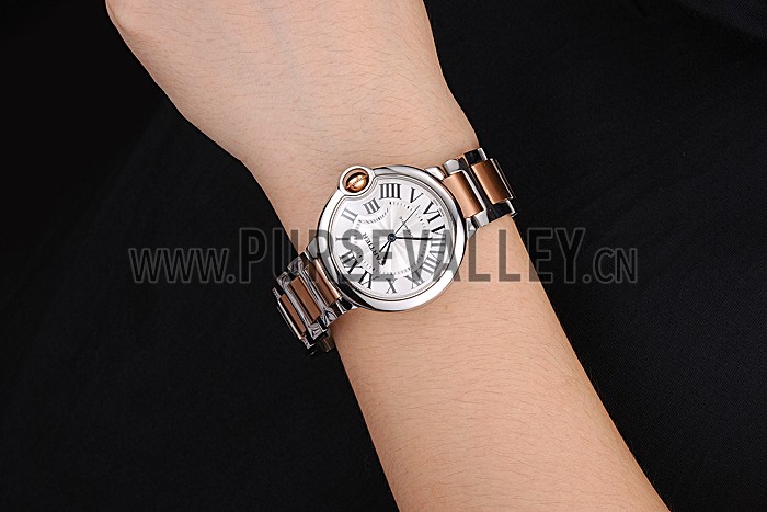Swiss Cartier Ballon Bleu 36mm Silver Dial Stainless Steel Case Two Tone Rose Gold Bracelet 622876
